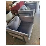 blue Gray Velvet Lounge Chair Set (Lot of 2)