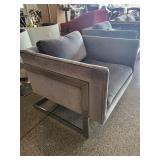 blue Gray Velvet Lounge Chair Set (Lot of 2)
