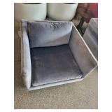 blue Gray Velvet Lounge Chair Set (Lot of 2)