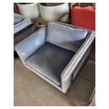 blue Gray Velvet Lounge Chair Set (Lot of 2)