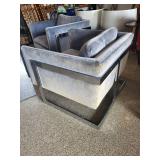 blue Gray Velvet Lounge Chair Set (Lot of 2)