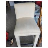 Upholstered Bar Stool With Chrome Footrest