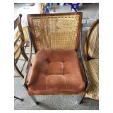 Mid-Century Cane Accent Chair With Tufted Cushion