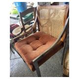 Mid-Century Cane Accent Chair With Tufted Cushion