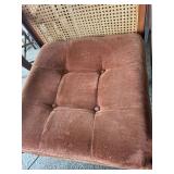 Mid-Century Cane Accent Chair With Tufted Cushion