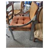 Mid-Century Cane Accent Chair With Tufted Cushion