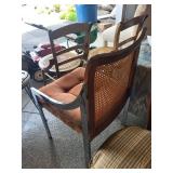 Mid-Century Cane Accent Chair With Tufted Cushion