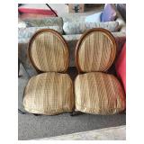 Pair of Upholstered Wood Side Chairs