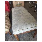 Floral Upholstered Bench With Carved Wood Legs