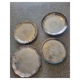 Towle 9480 Heated Serving Tray & 3 Silver Trays (Lot of 4)