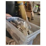Mixed Lot Silver Tone Flatware in Storage Tote
