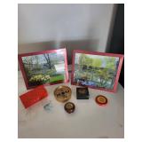 Mixed Lot: Framed Landscape Prints, Asian Decor & Boxes