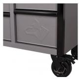 ^HUSKY Heavy Duty 61 in. W x 23 in. D 15-Drawer Matte Gray Mobile Workbench Cabinet with Solid Wood Top- MSRP $998