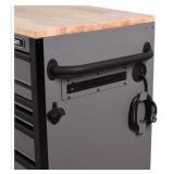 ^HUSKY Heavy Duty 61 in. W x 23 in. D 15-Drawer Matte Gray Mobile Workbench Cabinet with Solid Wood Top- MSRP $998