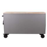 ^HUSKY Heavy Duty 61 in. W x 23 in. D 15-Drawer Matte Gray Mobile Workbench Cabinet with Solid Wood Top- MSRP $998