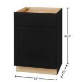 HAMPTON BAY Avondale 24 in. W x 24 in. D x 34.5 in. H Ready to Assemble Plywood Shaker Base Kitchen Cabinet in Raven Black- MSRP $309