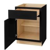 HAMPTON BAY Avondale 24 in. W x 24 in. D x 34.5 in. H Ready to Assemble Plywood Shaker Base Kitchen Cabinet in Raven Black- MSRP $309