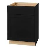 HAMPTON BAY Avondale 24 in. W x 24 in. D x 34.5 in. H Ready to Assemble Plywood Shaker Base Kitchen Cabinet in Raven Black- MSRP $309