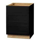 HAMPTON BAY Avondale 24 in. W x 24 in. D x 34.5 in. H Ready to Assemble Plywood Shake Drawer Base Kitchen Cabinet in Raven Black- MSRP $470