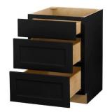 HAMPTON BAY Avondale 24 in. W x 24 in. D x 34.5 in. H Ready to Assemble Plywood Shake Drawer Base Kitchen Cabinet in Raven Black- MSRP $470