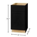 HAMPTON BAY Avondale 18 in. W x 24 in. D x 34.5 in. H Ready to Assemble Plywood Shaker Base Kitchen Cabinet in Raven Black- MSRP $288