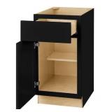 HAMPTON BAY Avondale 18 in. W x 24 in. D x 34.5 in. H Ready to Assemble Plywood Shaker Base Kitchen Cabinet in Raven Black- MSRP $288