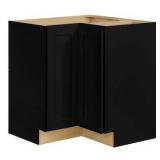HAMPTON BAY- Avondale 32 in. W x 32 in. D x 34.5 in. H Ready to Assemble Plywood Shaker Lazy Susan Corner Cabinet in Raven Black- MSRP $447