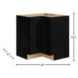 HAMPTON BAY- Avondale 32 in. W x 32 in. D x 34.5 in. H Ready to Assemble Plywood Shaker Lazy Susan Corner Cabinet in Raven Black- MSRP $447