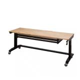^72 in. Adjustable Height Workbench Table with 2-Drawers in Black Msrp $398.00