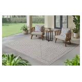 Avondale Grey 8 ft. x 10 ft. Striped Indoor/Outdoor Area Rug