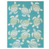 Backyard Bungalow Blue/Multi 7 ft. 7 in. x 10 ft. Turtle Swim Polypropylene Indoor/Outdoor Area Rug