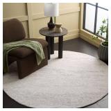 Harvest 6 ft. x 6 ft. Silver/Ivory Distressed Solid Color Round Area Rug