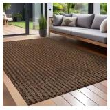 Arrow Gold 8 ft. x 10 ft. Chevron Striped Washable Indoor Outdoor Area Rug