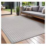 Arrow Gray 8 ft. x 10 ft. Chevron Striped Washable Indoor Outdoor Area Rug