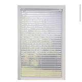 ^ Perfect Lift Window Treatment White Cordless Room Darkening Vinyl Blinds with 2 in. Slats - 55 in. W x 60 in. L Msrp $75.00