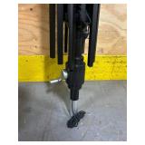 9 ft. Stone Black Aluminum Push Button Tilt Crank Lift Market Patio Umbrella in Cabana Classic Sunbrella (MISSING PARTS)