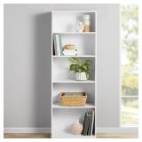 Mainstays 5-Shelf Bookcase with Adjustable Shelves, White