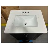 ^Eastwood 25 in. Single Sink Dark Walnut Bath Vanity with Carrara White Engineered Stone Top (Assembled) Msrp $329.00