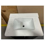 ^Eastwood 25 in. Single Sink Dark Walnut Bath Vanity with Carrara White Engineered Stone Top (Assembled) Msrp $329.00