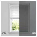 * Home Decorators Collection White Cordless Faux Wood Blinds for Windows with 2 in. Slats - 46.5 in. W x 48 in. L (Actual Size 46 in. W x 48 in. L Msrp $49.99