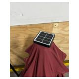 Sun-Ray 9 FT 32 LED Patio Solar Umbrella w/ Push Button Tilt and Crank Outdoor Umbrella, 8 Sturdy Ribs, UV Protection, Solution-Dyed Fabric, Burgundy