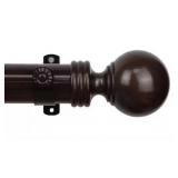 Sphere 66 in. - 115 in. Long 1.5 in. Dia Single Curtain Rod in Cocoa