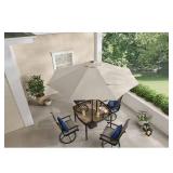 Hampton Bay 9 ft. Aluminum Market Crank and Auto-Tilt Patio Umbrella in Putty Beige