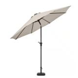 Hampton Bay 9 ft. Aluminum Market Crank and Auto-Tilt Patio Umbrella in Putty Beige