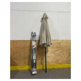 Hampton Bay 9 ft. Aluminum Market Crank and Auto-Tilt Patio Umbrella in Putty Beige