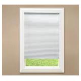 ^ White Cordless Room Darkening Vinyl Mini Blinds with 1 in. Slats-58 in. W x 48 in. L (Actual Size 57.5 in. W x 48 in. L)