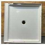 ^ Sterling 36 in.   34 in. Single Threshold Center-Drain Shower Pan Base in White Msrp $161.10