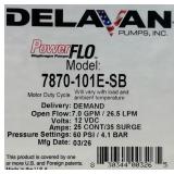 Delavan 7870-101E-SB PowerFLO Electric Diaphragm Pump (Automatic Demand) (7.0 gpm, 60 psi) Msrp $314.00