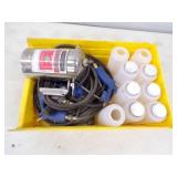 Spray Painting set up with hose and containers