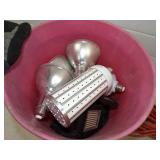 Work Light and Pail of Led Light Bulbs